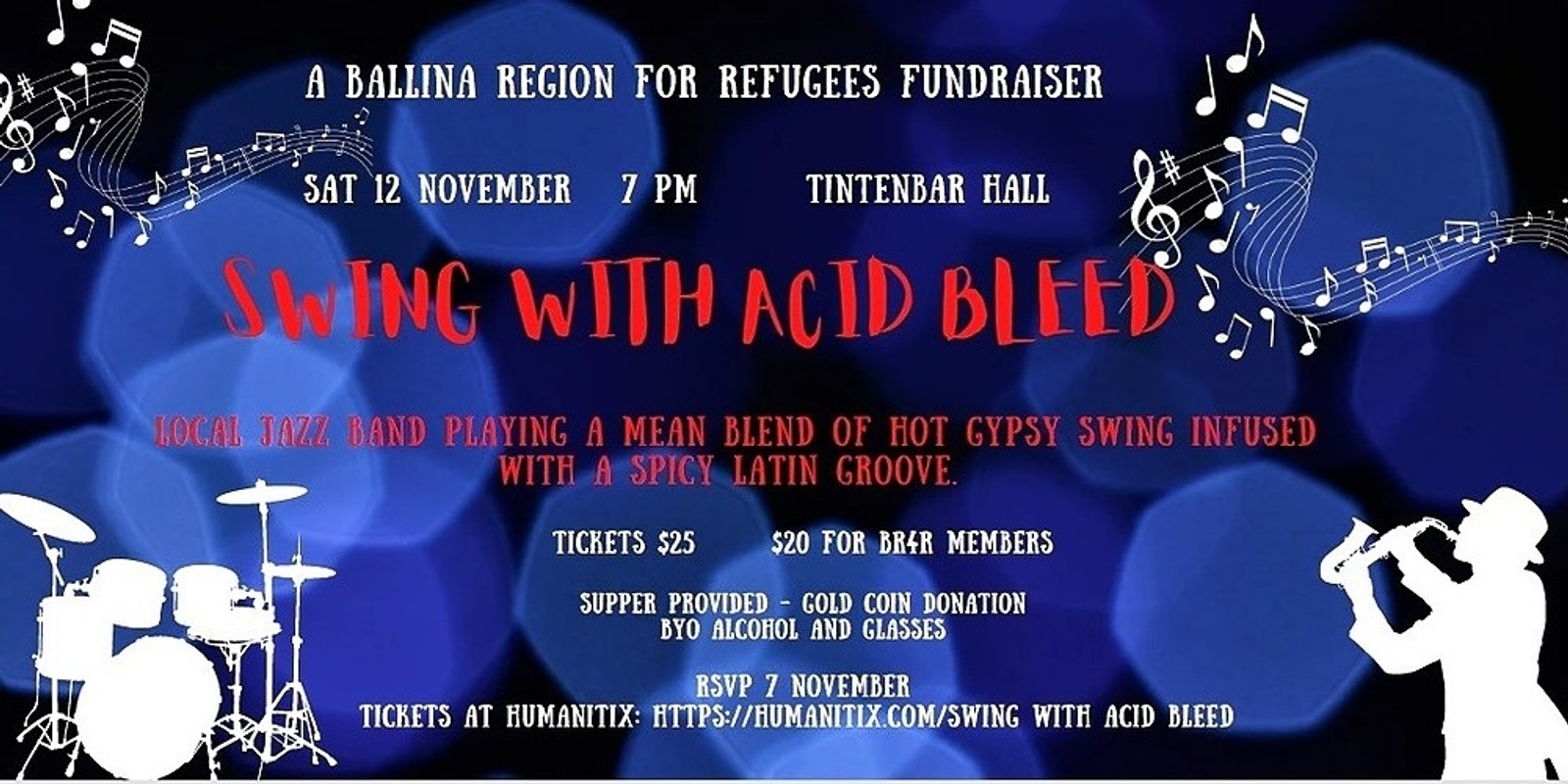 Banner image for SWING WITH ACID BLEED. A Ballina Region for Refugees fundraiser.