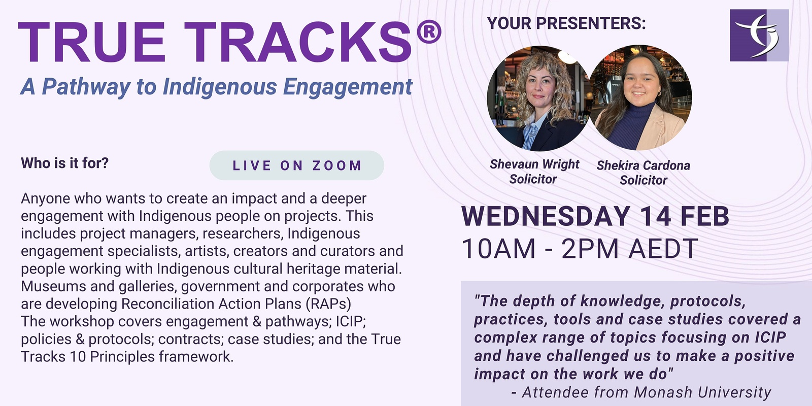 Banner image for SOLD OUT - True Tracks®: a pathway to Indigenous engagement (Wed 14 February 2024)