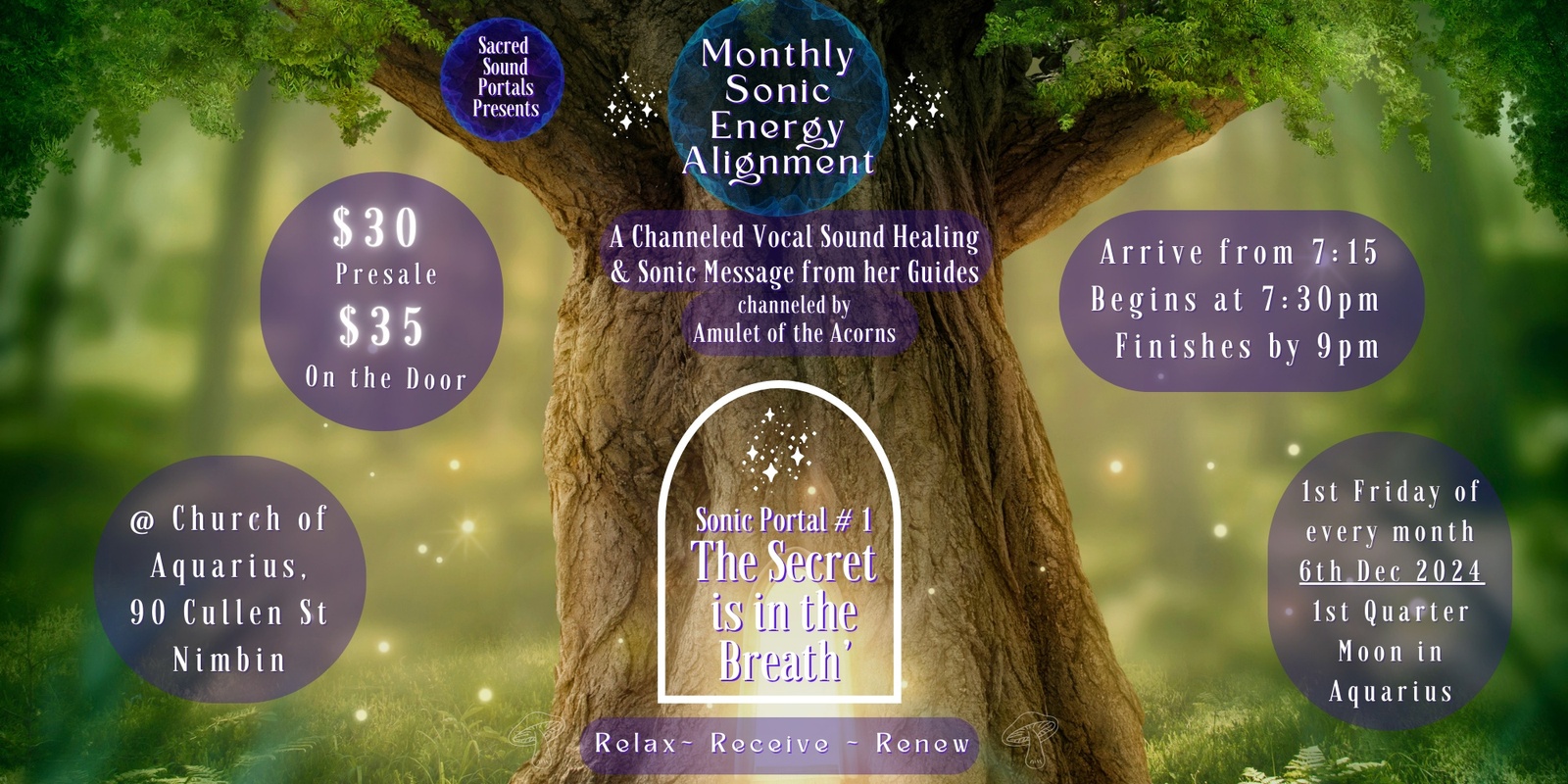 Banner image for Monthly Sonic Energy Alignment #1 Dec '24 ~ with Amulet of the Acorns