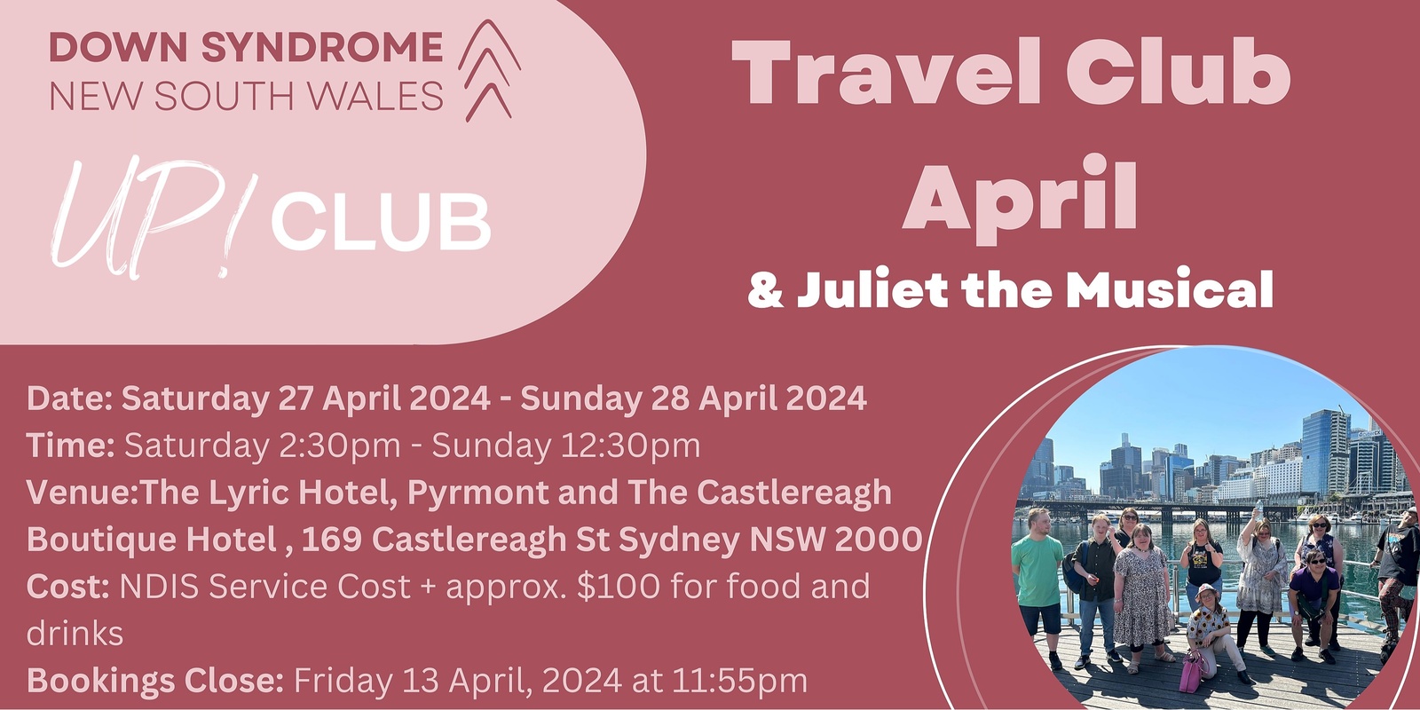 Banner image for UP! Club Travel Club: &Juliet the Musical & Dinner April 2024