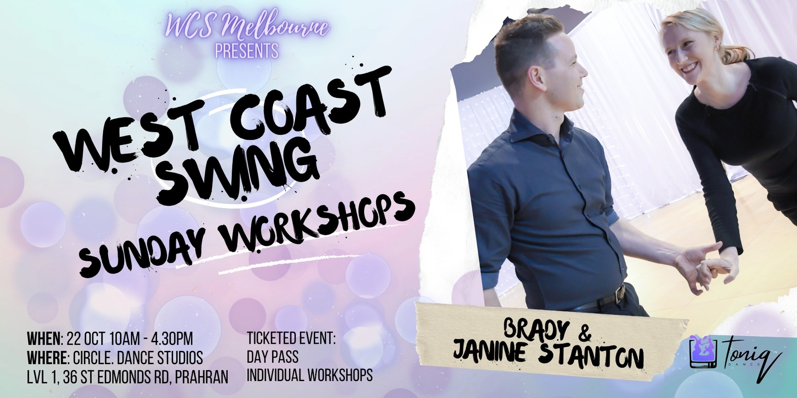 Banner image for West Coast Swing Sunday Workshops with Brady + Janine Stanton