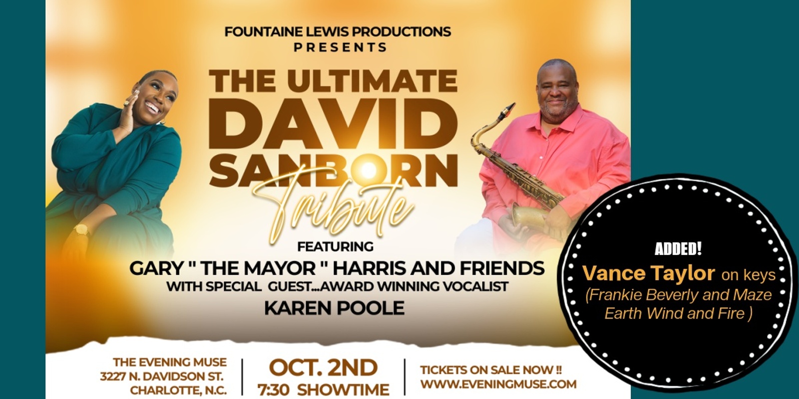 Banner image for Saxophonist Gary Harris and Friends - Music of David Sanborn wsg Karen Poole and Vance Taylor