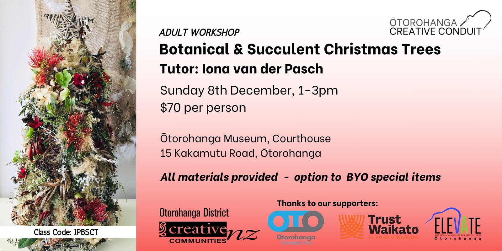 Banner image for Botanical & Succulent Christmas Tree Workshop with Iona van der Pasch (Workshop Code IPBSCT)