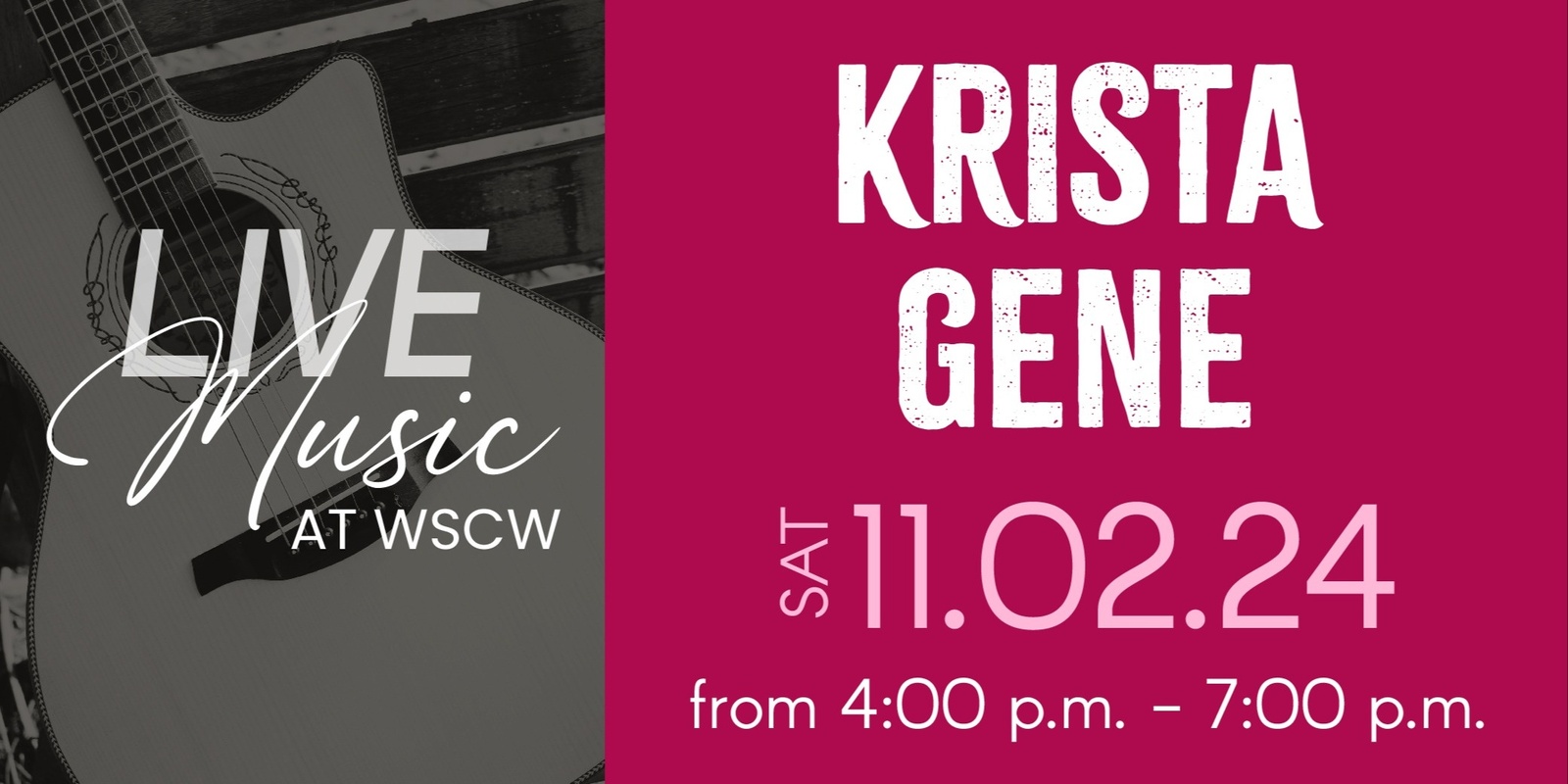 Banner image for Krista Gene Live at WSCW November 2