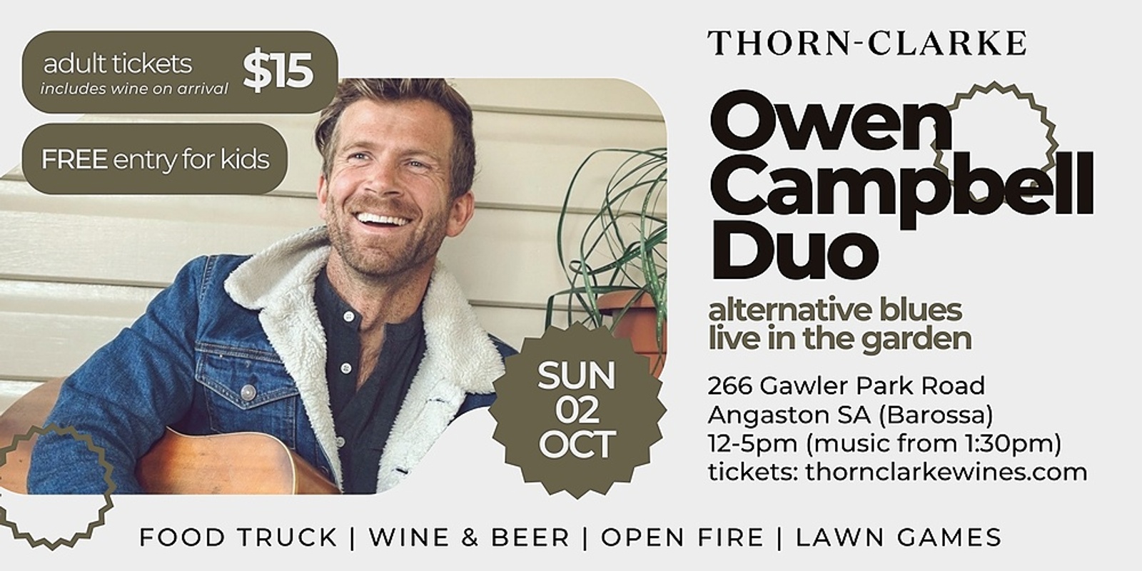 Banner image for Owen Campbell duo at Thorn-Clarke Wines