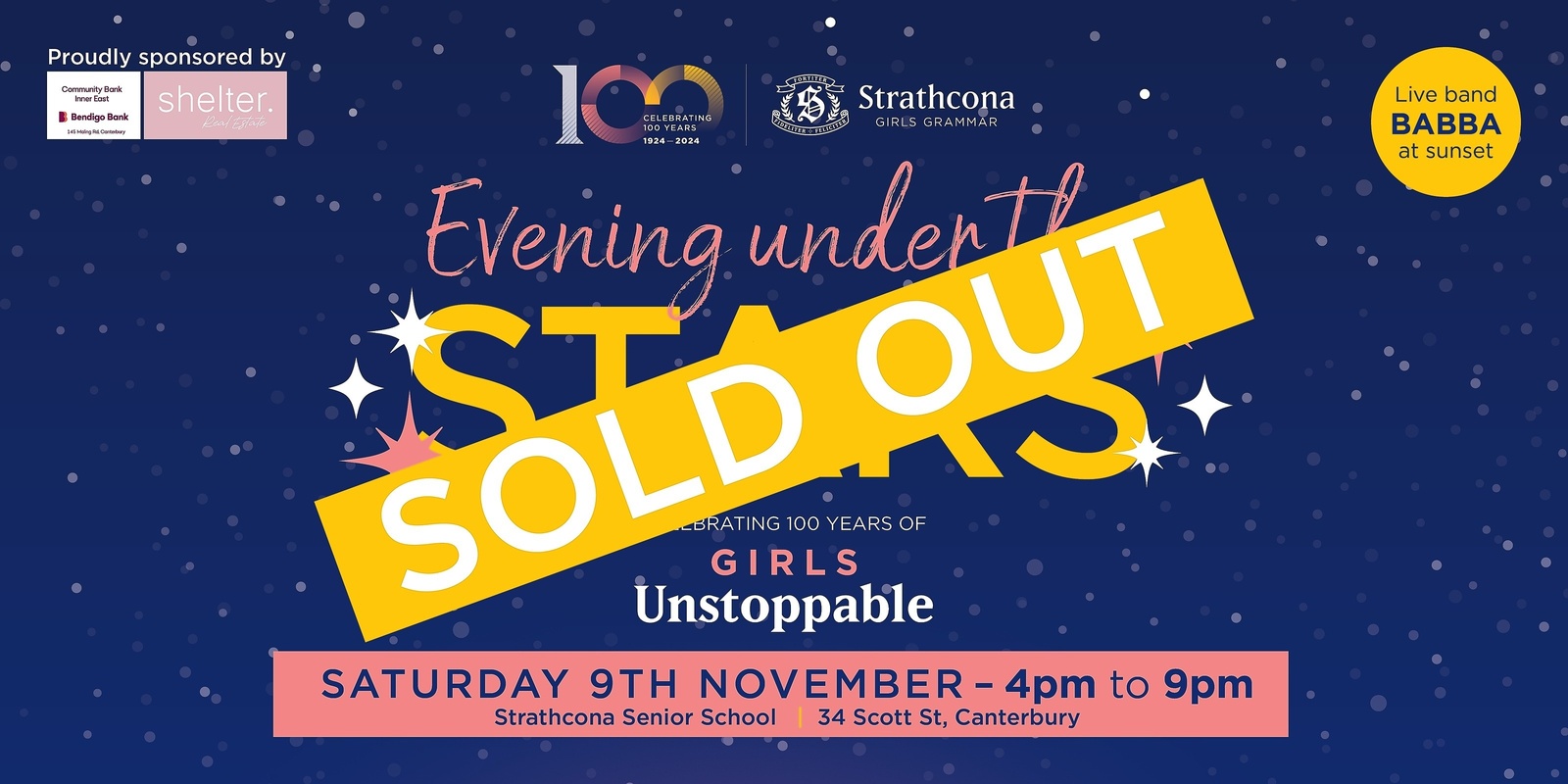 Banner image for Evening Under The Stars - Celebrating 100 Years of Strathcona Girls Grammar