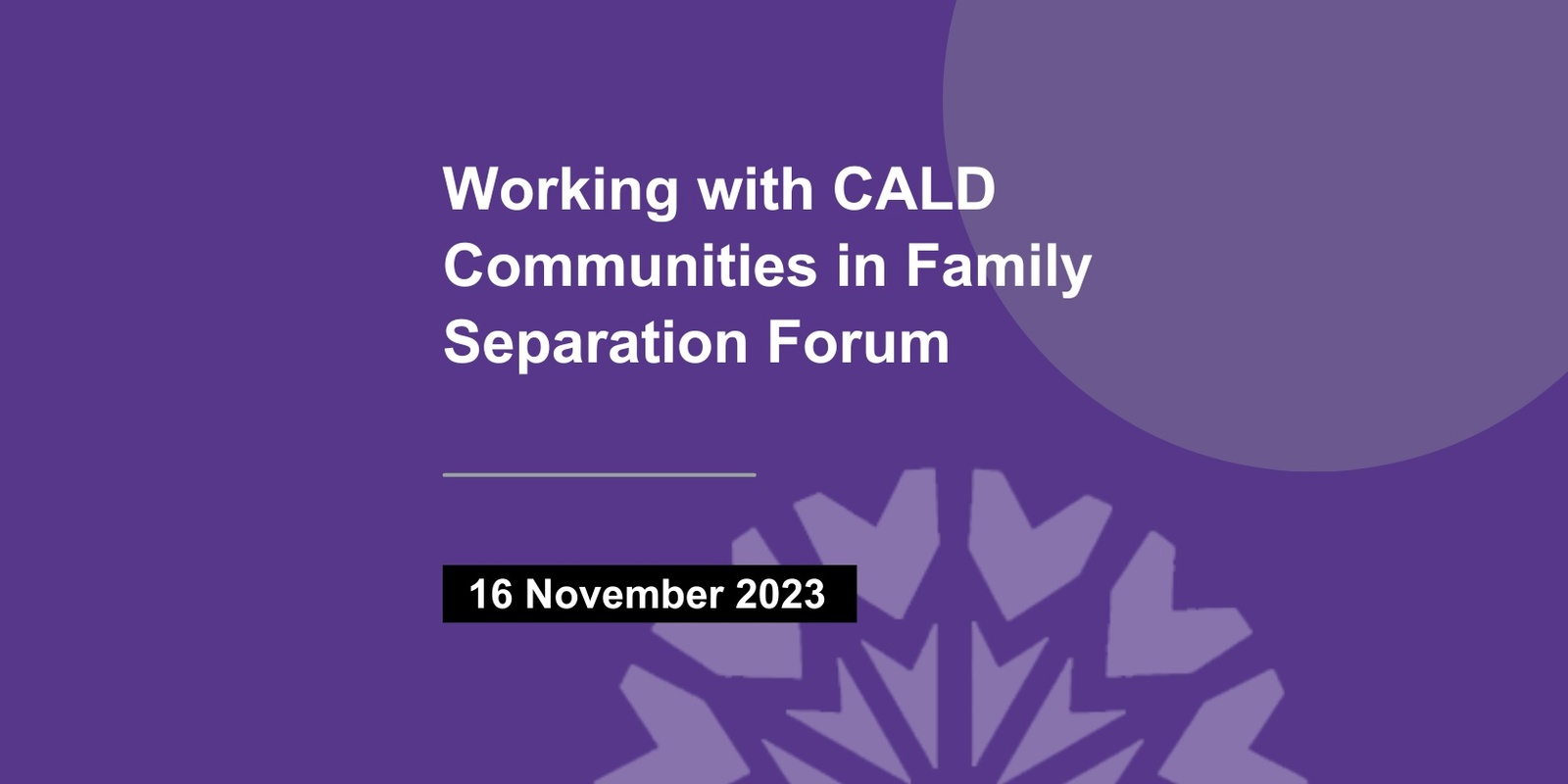 Banner image for Working with CALD communities in family separation forum