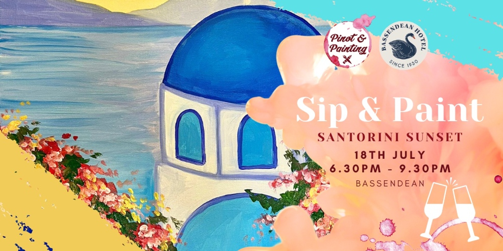 Banner image for Santorini Sunset - Sip & Paint @ The Bassendean Hotel