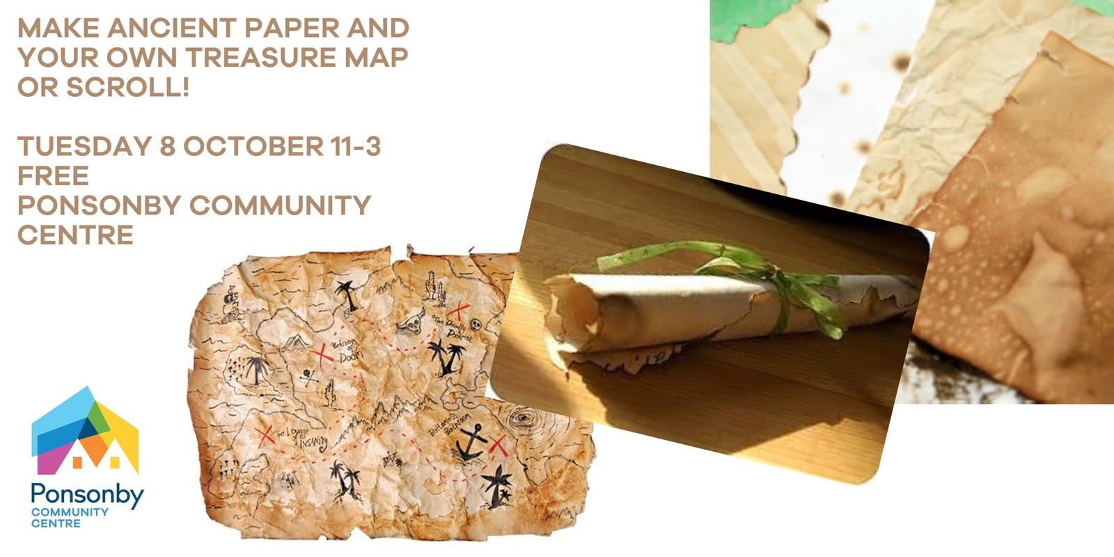 Banner image for Make Ancient Paper and your own treasure map or scroll! Tuesday 8 October 11-3pm