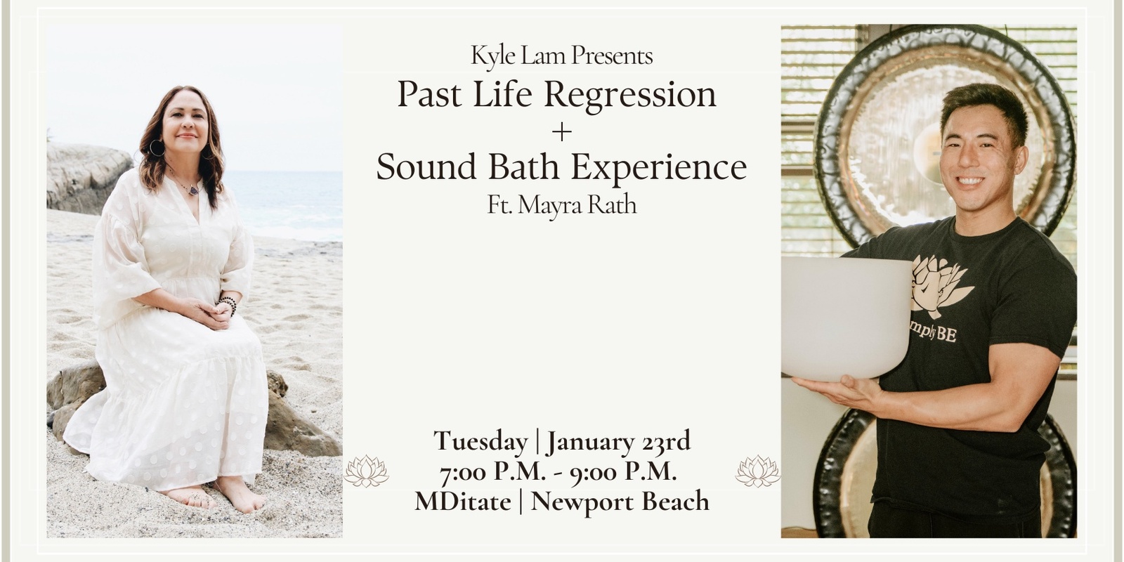 Banner image for Past Life Regression + Sound Bath Experience with Mayra + CBD (Newport Beach)