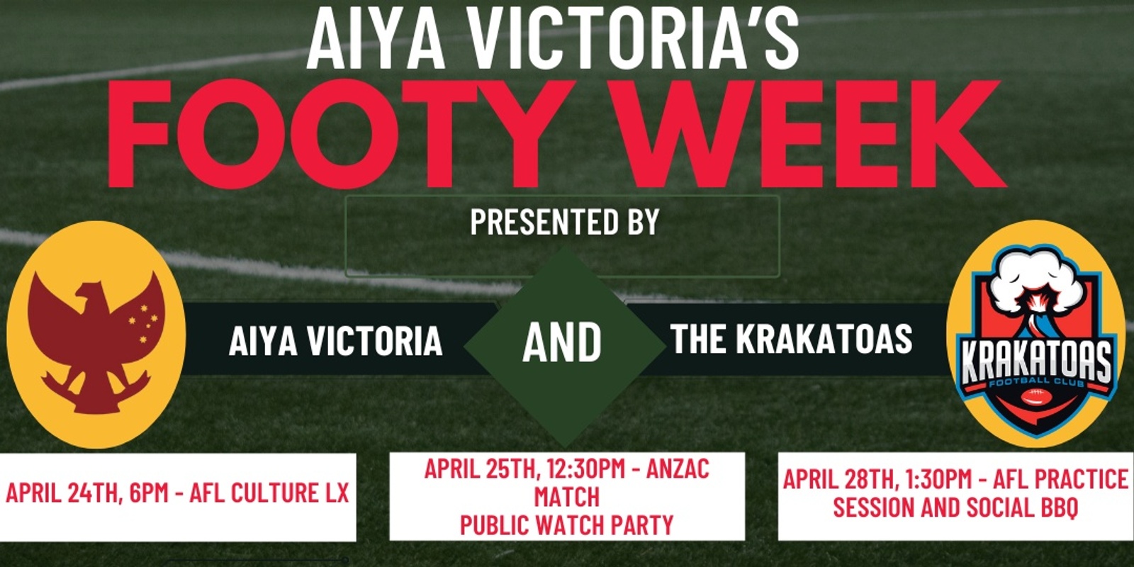 Banner image for AIYA Victoria's Footy Week: AFL Practice Session and BBQ with the Krakatoas Football Club