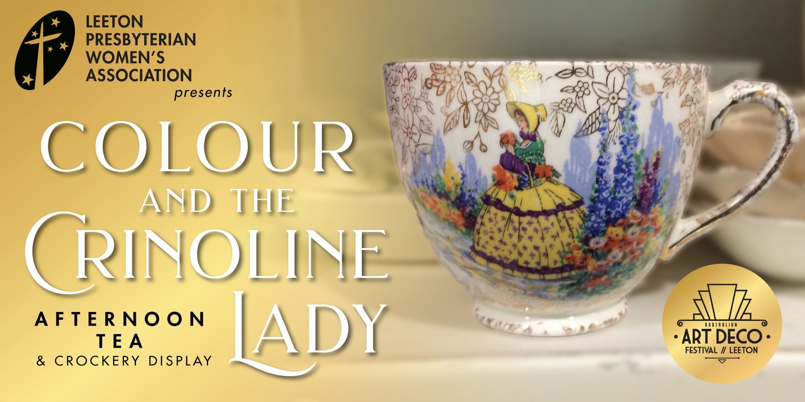 Banner image for Colour and the Crinoline Lady: Afternoon Tea & Crockery Display