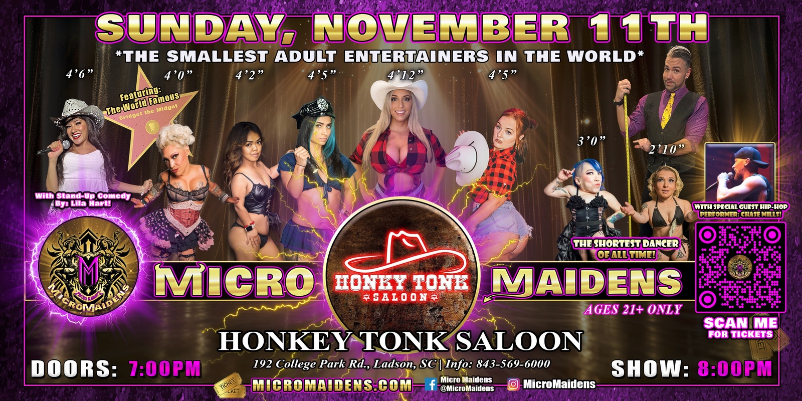 Banner image for Ladson, SC - Micro Maidens: Dwarf Dancers @ HonkyTonk Saloon! "The Only Micro Revue in the World!"