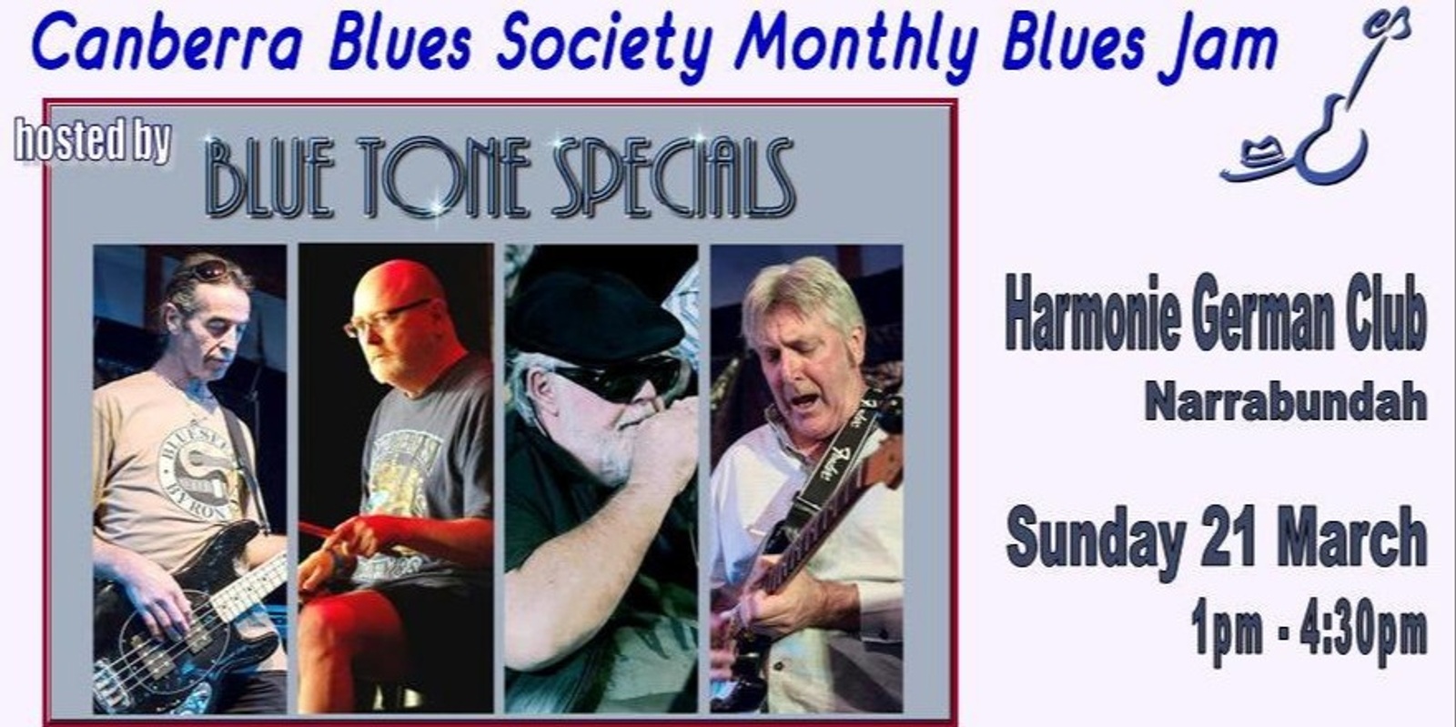 Banner image for CBS March Blues Jam hosted by Blue Tone Specials