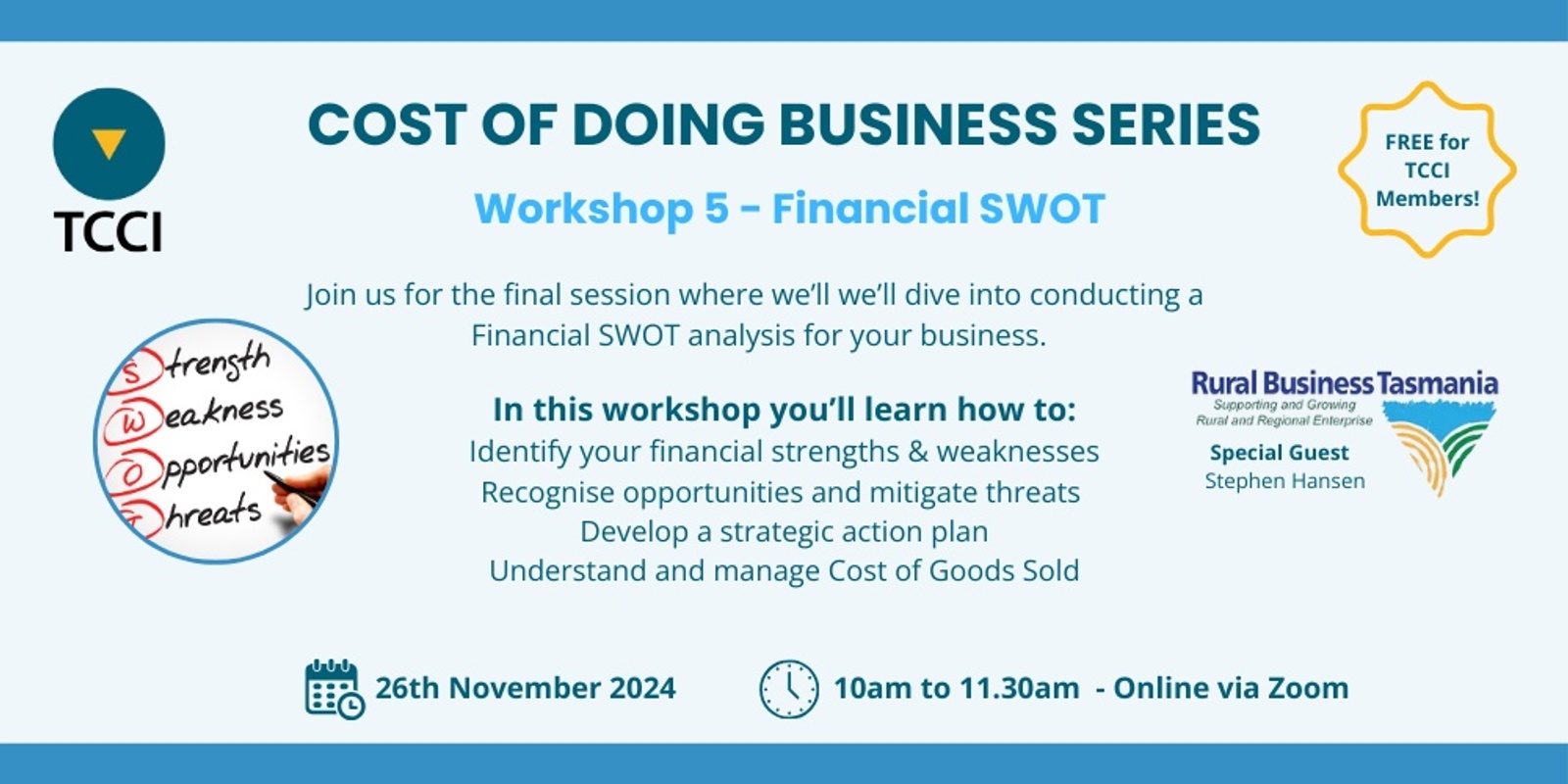 Banner image for Cost of Doing Business Series - Workshop 5 Financial SWOT 