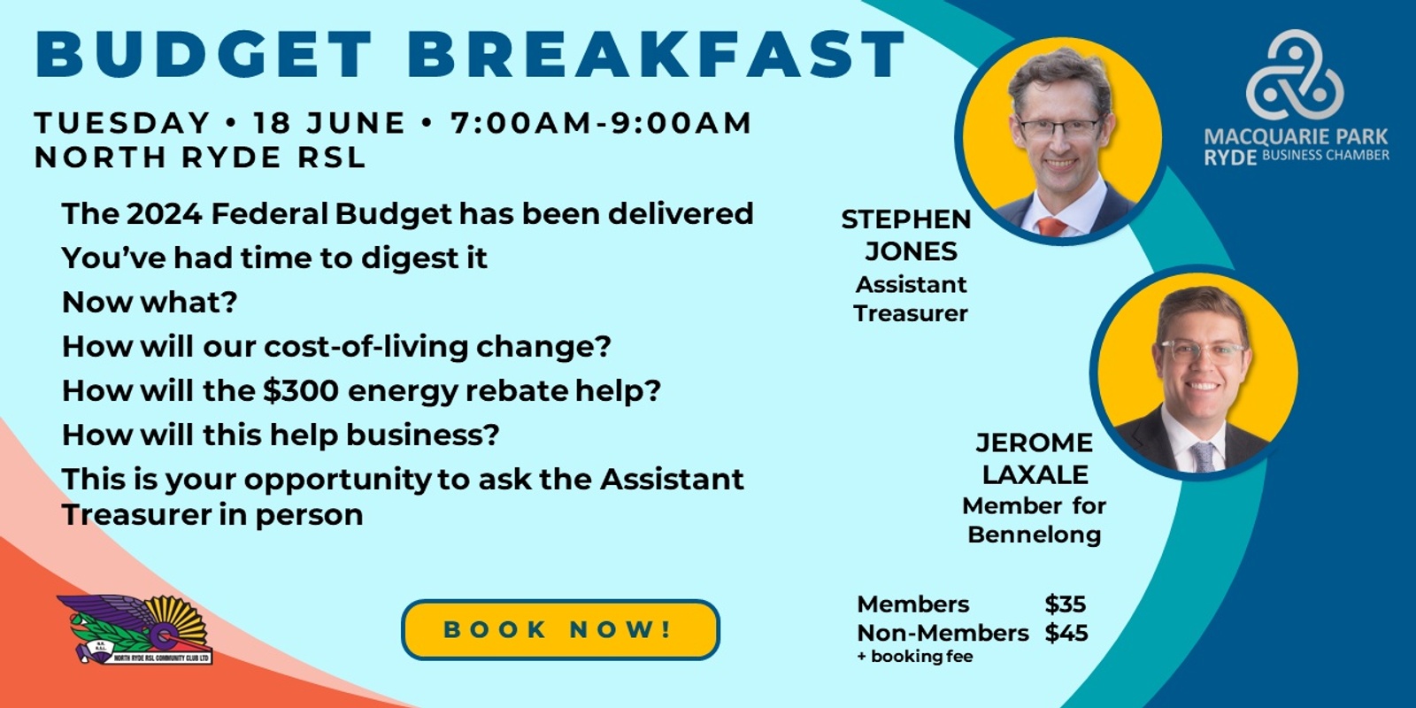 Budget Breakfast 2024 - North Ryde RSL - Tuesday, 18 June 2024