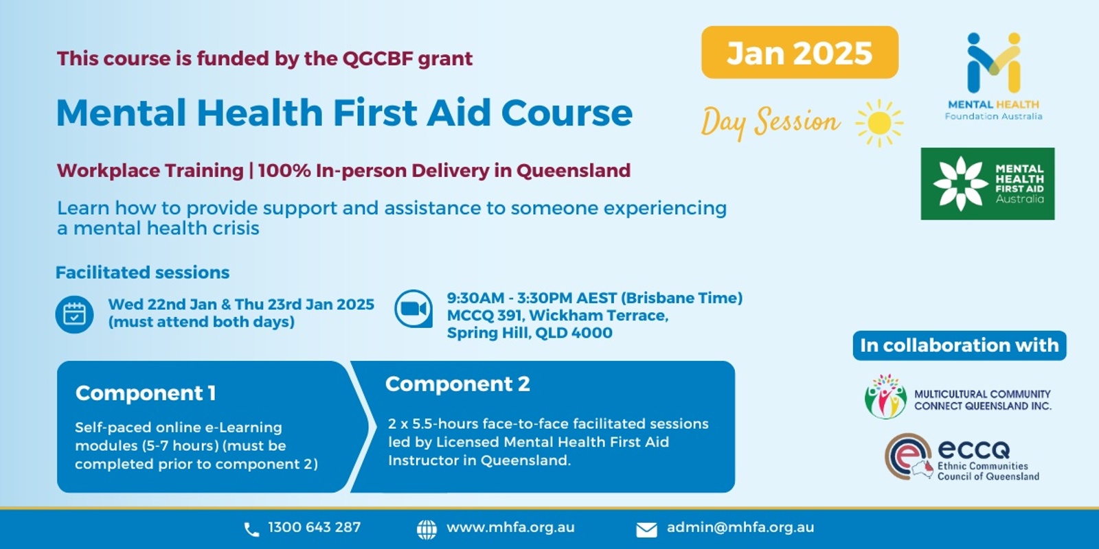 Banner image for QLD Fully Face-to-Face Mental Health First Aid Course - Jan 2025 Session 1