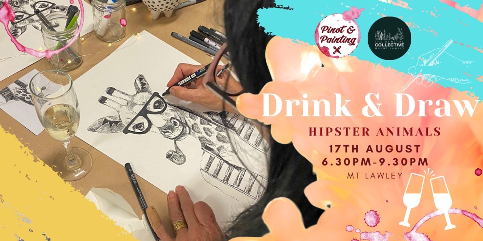 Banner image for Hipster Animals Drink & Draw @ The General Collective 