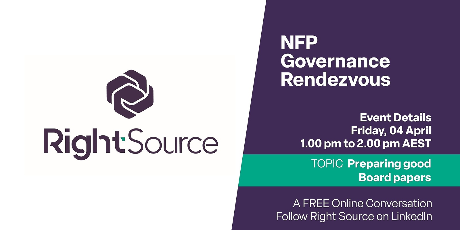 Banner image for NFP Governance Rendezvous April: Preparing good Board papers