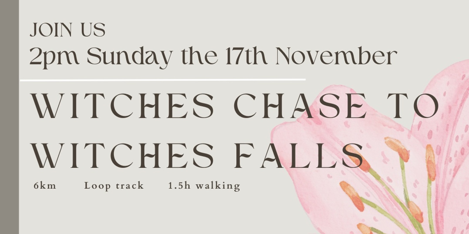 Banner image for Witches Chase to Witches Falls - 17th of November 