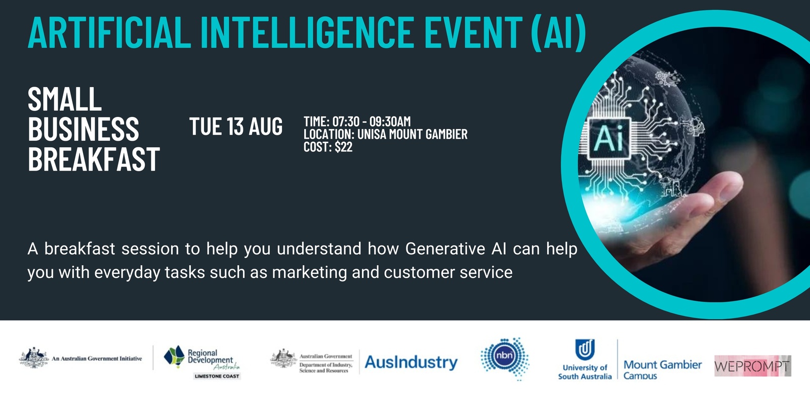 Banner image for SMALL BUSINESS BREAKFAST: Artificial Intelligence - Pitfalls, Potential and Policy for Small Business
