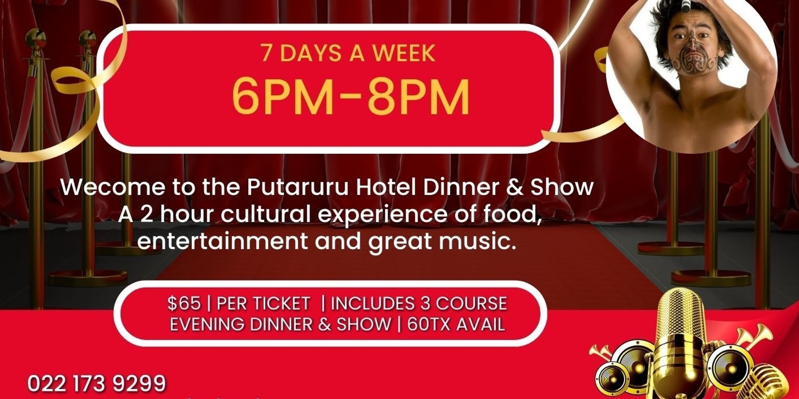 Banner image for Dinner & Show - Putaruru Hotel Restaurant