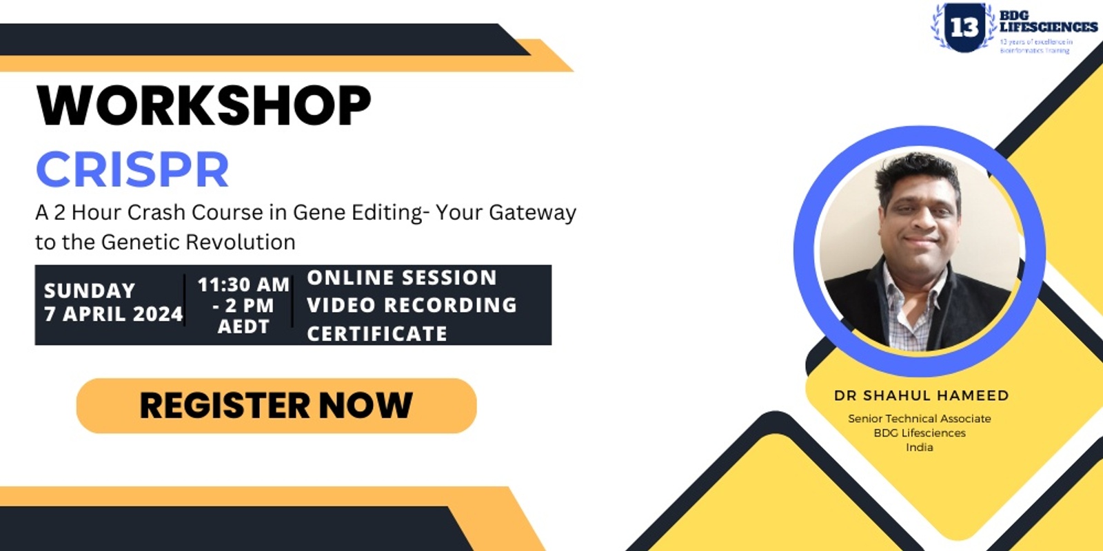 Banner image for A 2 Hour Crash Course in Gene Editing by CRISPR | Your Gateway to the Genetic Revolution 