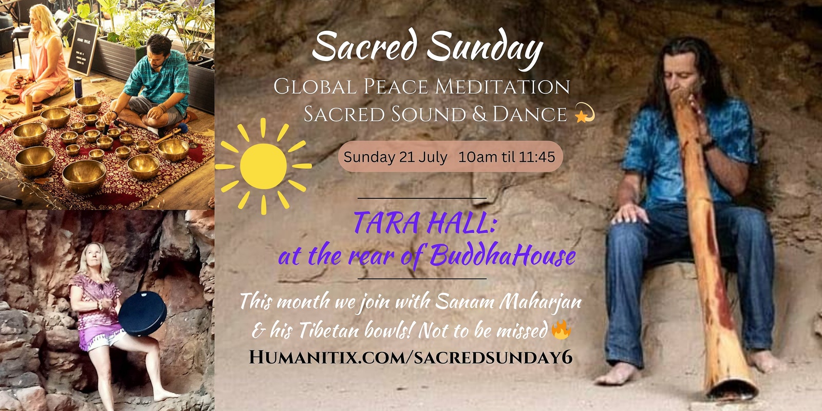 Banner image for 21Sacred Sunday: Global Peace Meditation, Sound and Dance