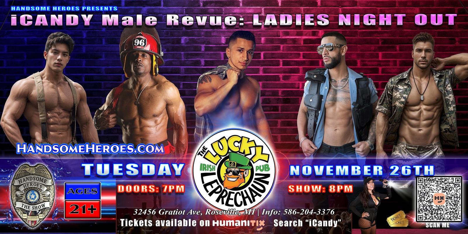 Banner image for Roseville, MI - Handsome Heroes Presents: iCandy Male Revue @ Lucky Leprechaun