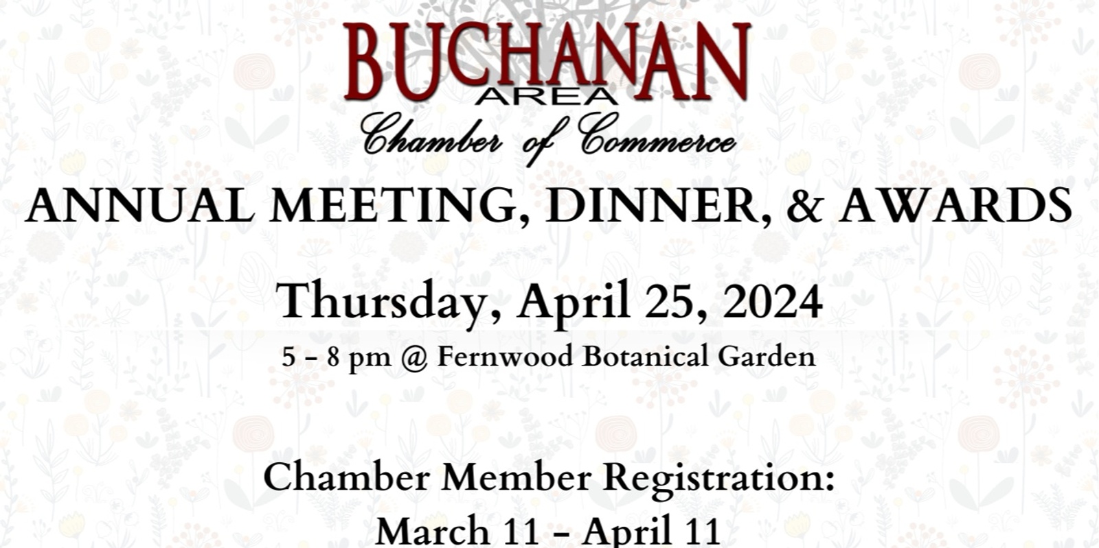 Banner image for Buchanan Area Chamber of Commerce - Annual Meeting, Dinner & Awards