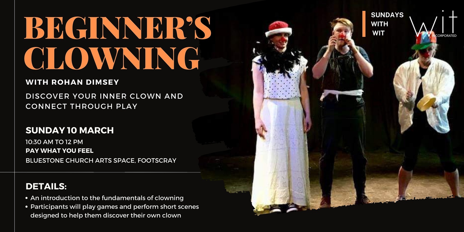 Banner image for Sundays with Wit - Beginner's Clowning
