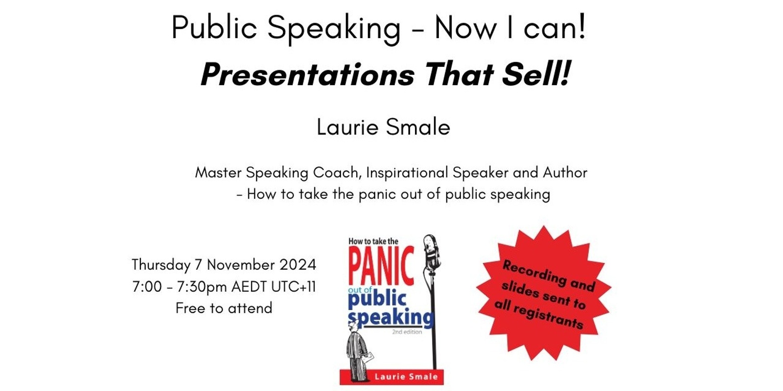 Banner image for Public Speaking - Now I can! Presentations That Sell!