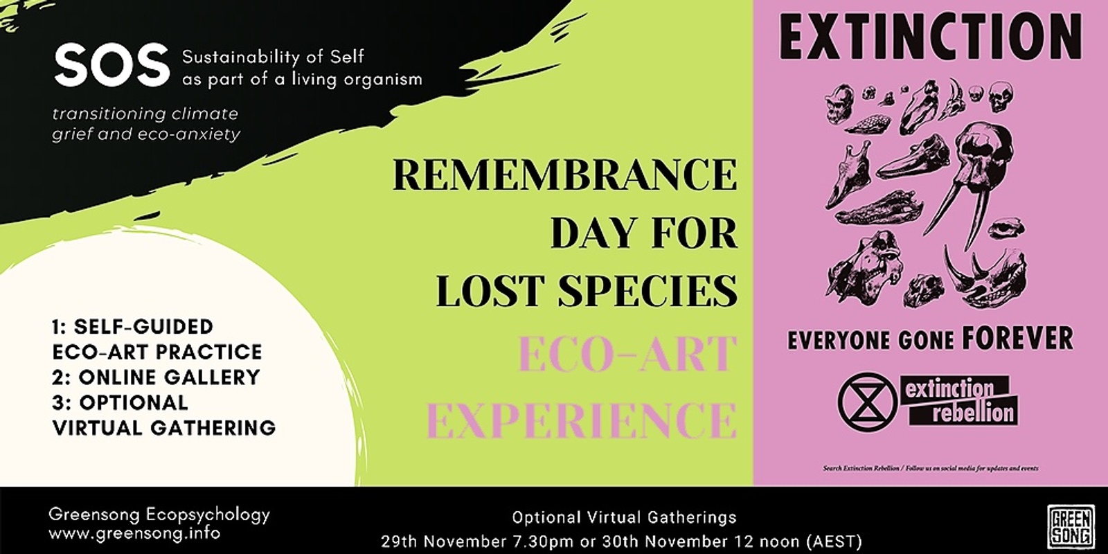 Banner image for Eco-Art Remembrance Day for Lost Species: Nov 30 (3-part experience)