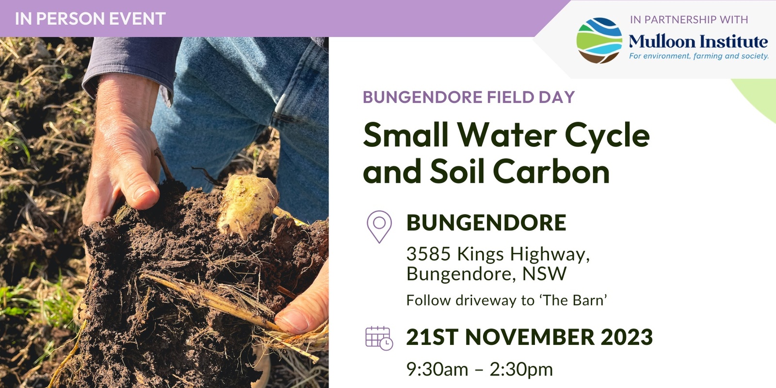 Banner image for Bungendore Field Day: Small Water Cycle and Soil Carbon