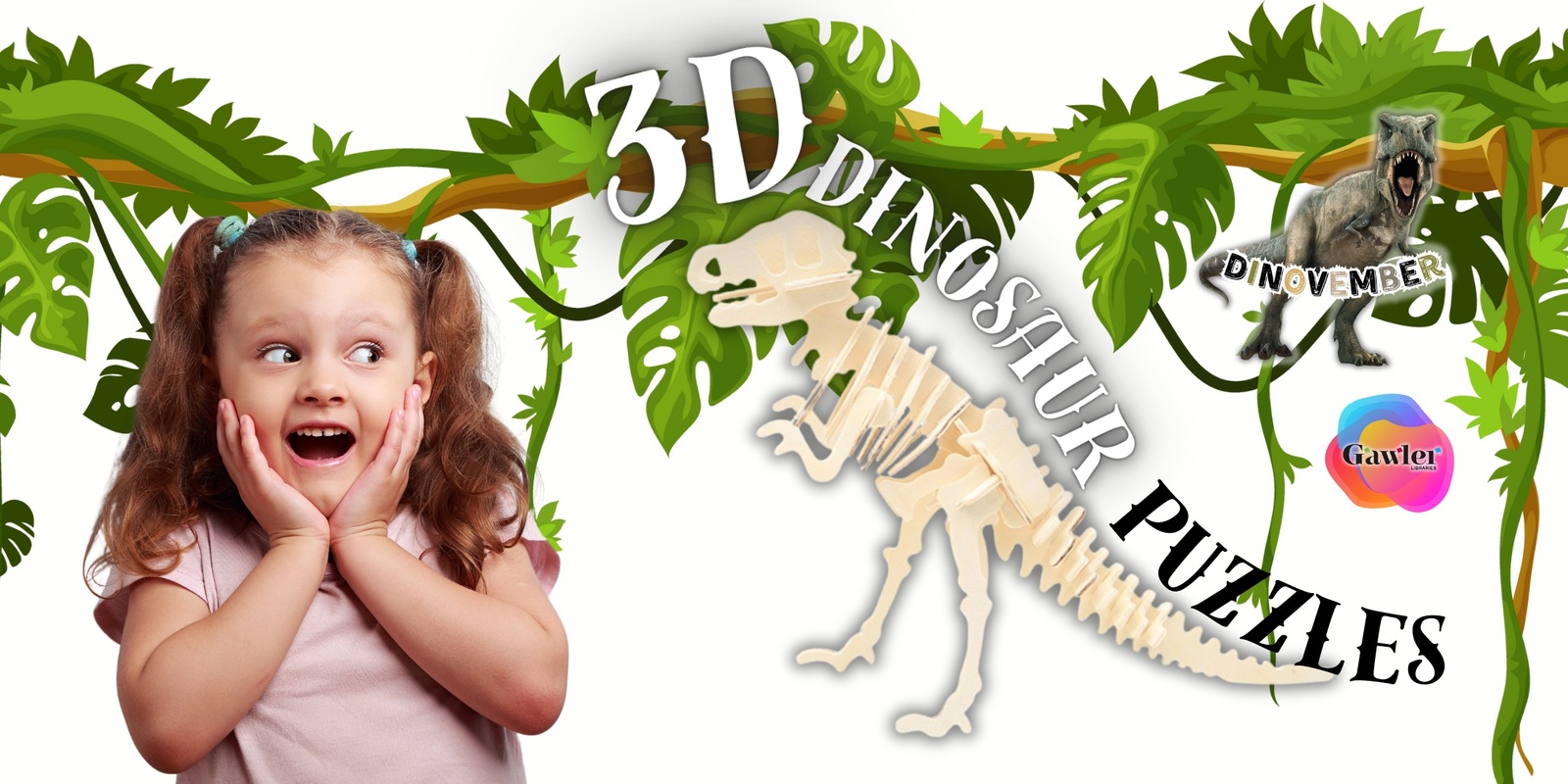 Banner image for 3-D Dinosaur Puzzles - Evanston Gardens Library