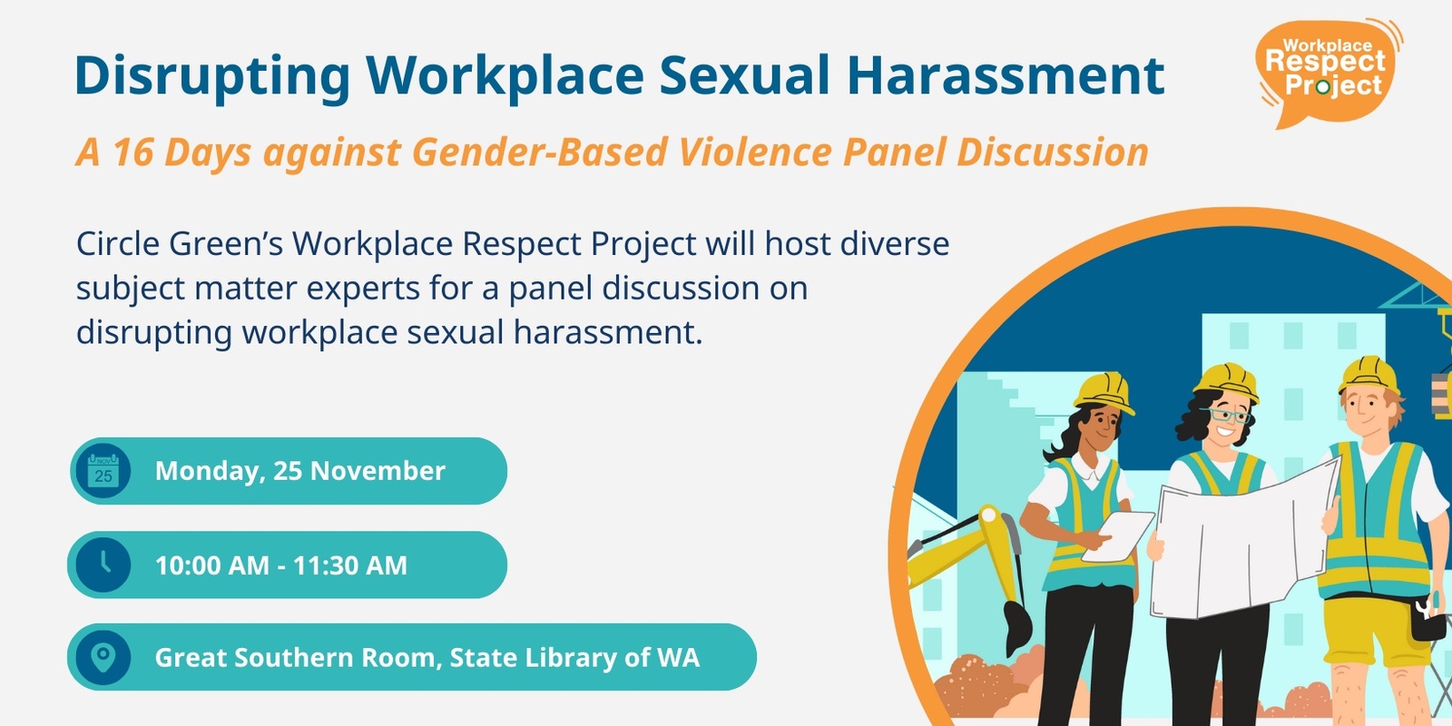 Banner image for Disrupting Workplace Sexual Harassment -  A 16 Days against Gender-Based Violence Panel Discussion