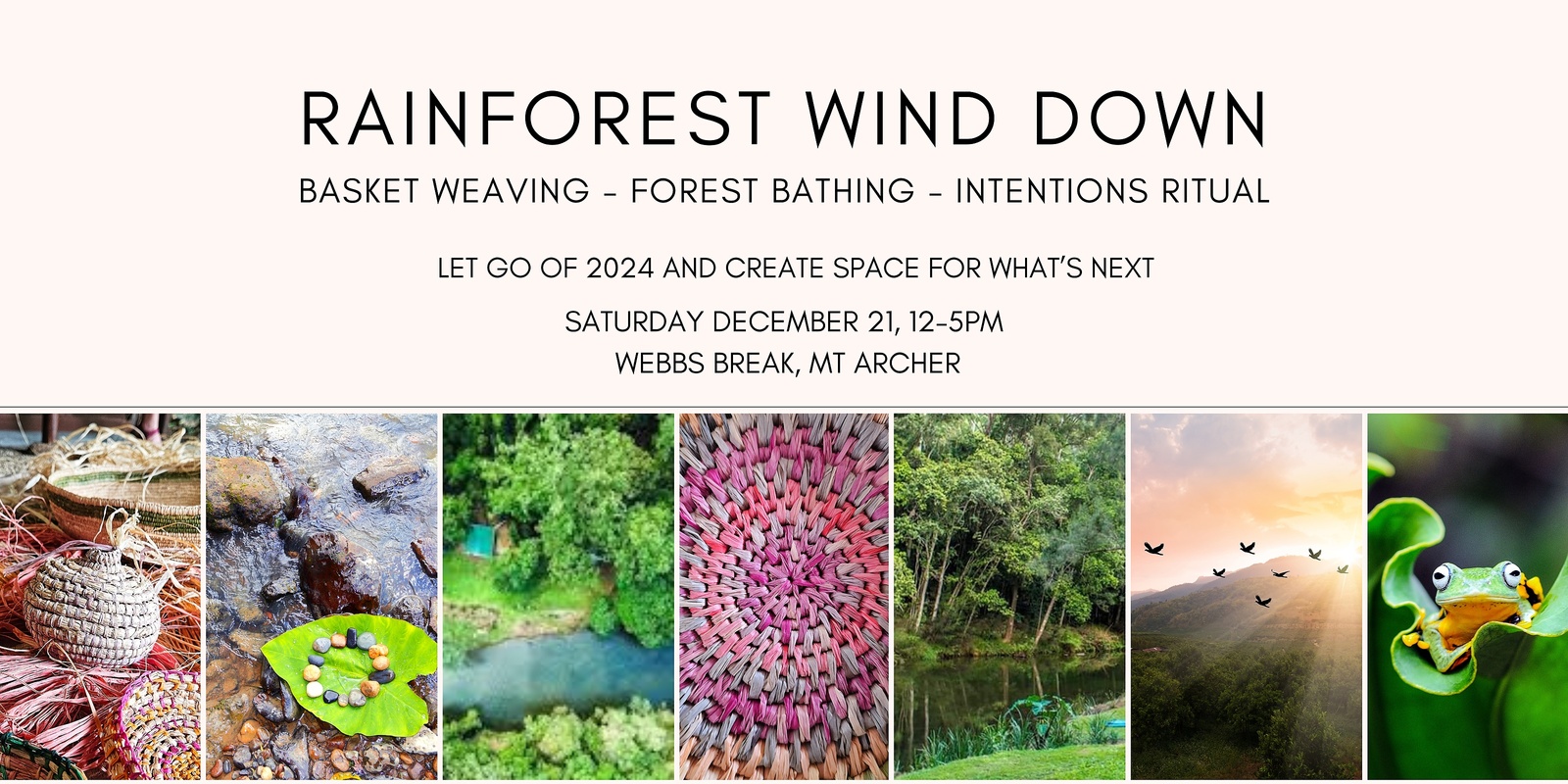 Banner image for Rainforest Wind Down - Basket Weaving and Forest Bathing Retreat