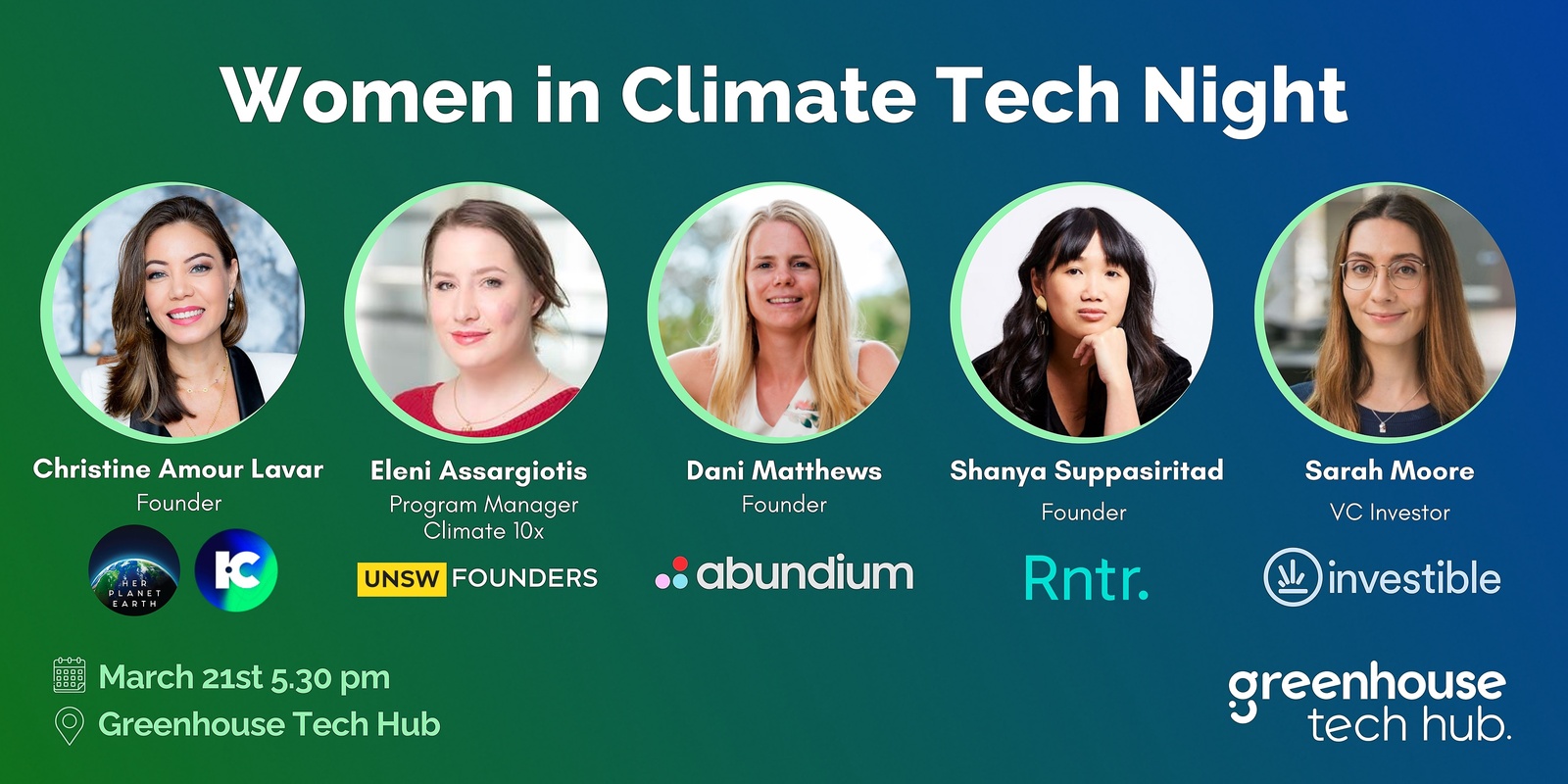 Banner image for Women in Climate Tech Night - Greenhouse Tech Hub