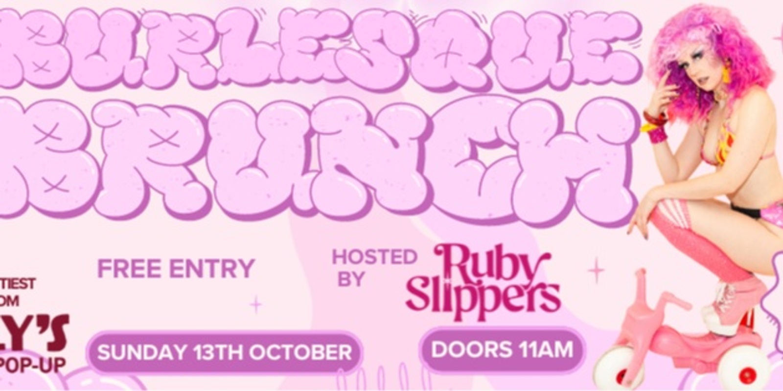 Banner image for Burlesque Brunch hosted by Ruby Slippers (Bottomless package)