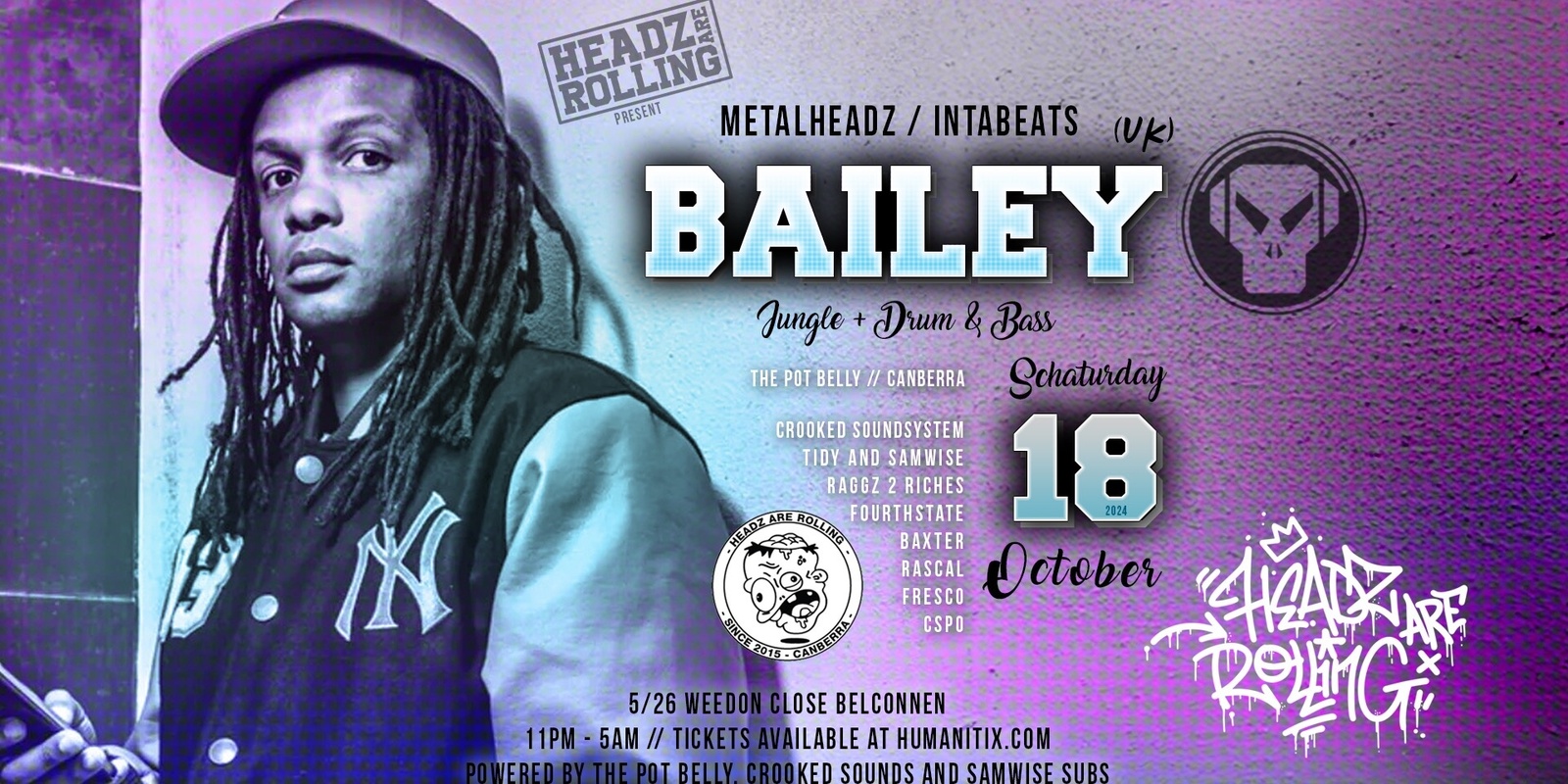 Banner image for Headz are Rolling present: Bailey (Metalheadz, Intabeats, UK)