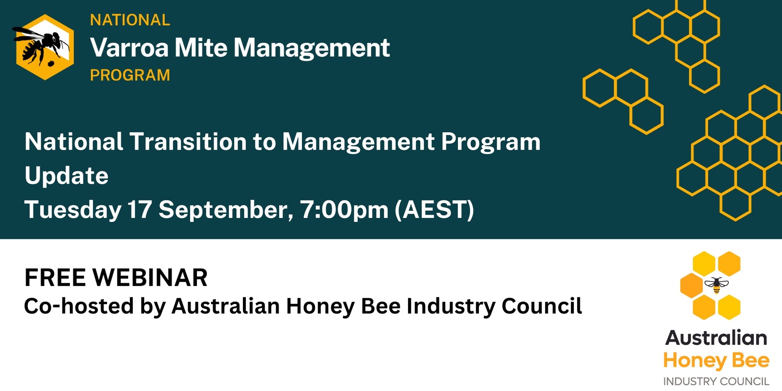 Banner image for National Varroa Mite Management Program Webinar - 17 September 2024