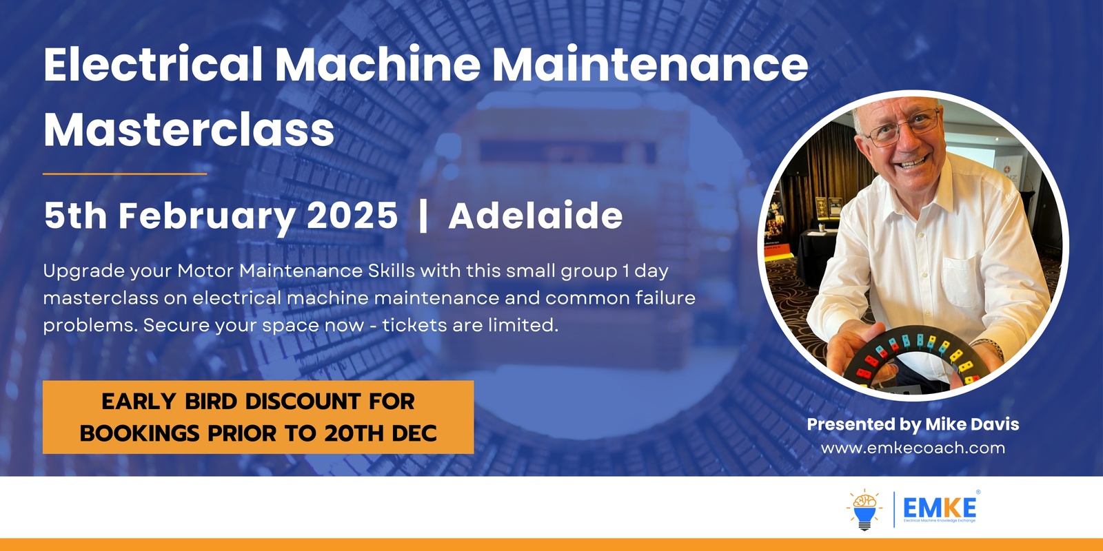 Banner image for Mike Davis | Electrical Machine Maintenance Masterclass | Adelaide 2025 | EMKE