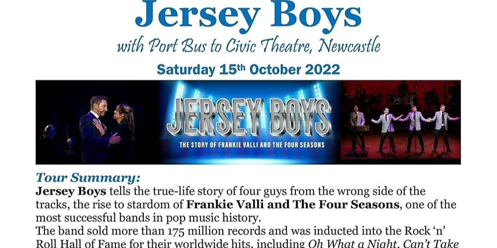 Banner image for Jersey Boys with Port Bus