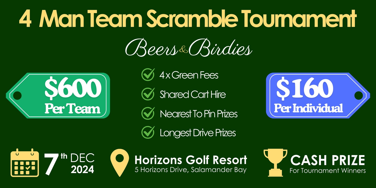 Banner image for 4 Person Scramble Tournament with Epic Prizes! Horizons Golf Resort