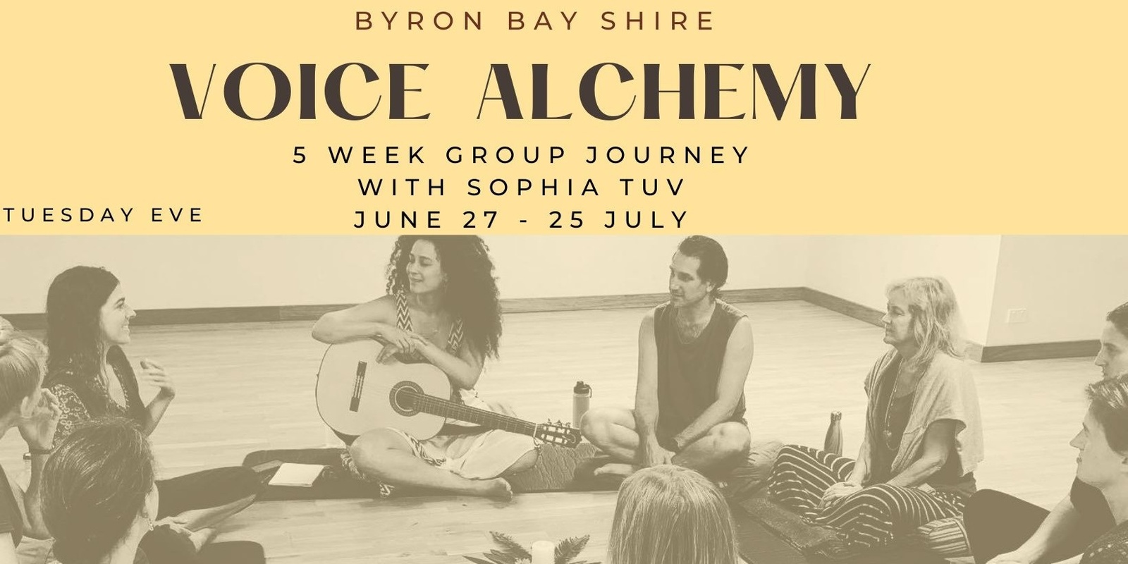 Banner image for VOICE ALCHEMY - 5 WEEK GROUP JOURNEY - BYRON BAY INDUSTRIAL  - 27 JUNE - 25 JULY -TUESDAYS