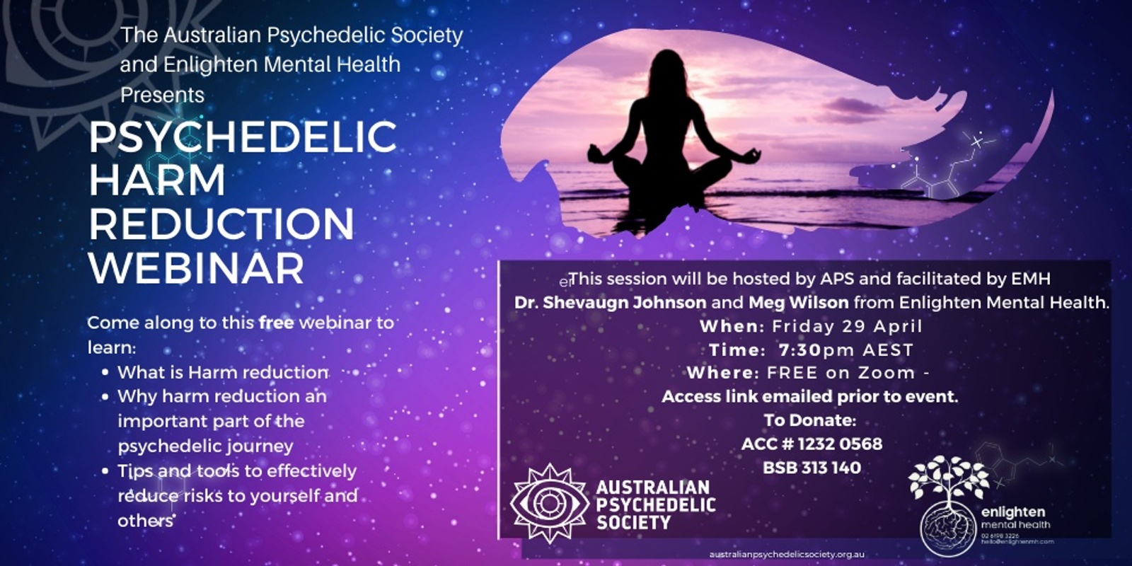 Banner image for Psychedelic Harm Reduction webinar