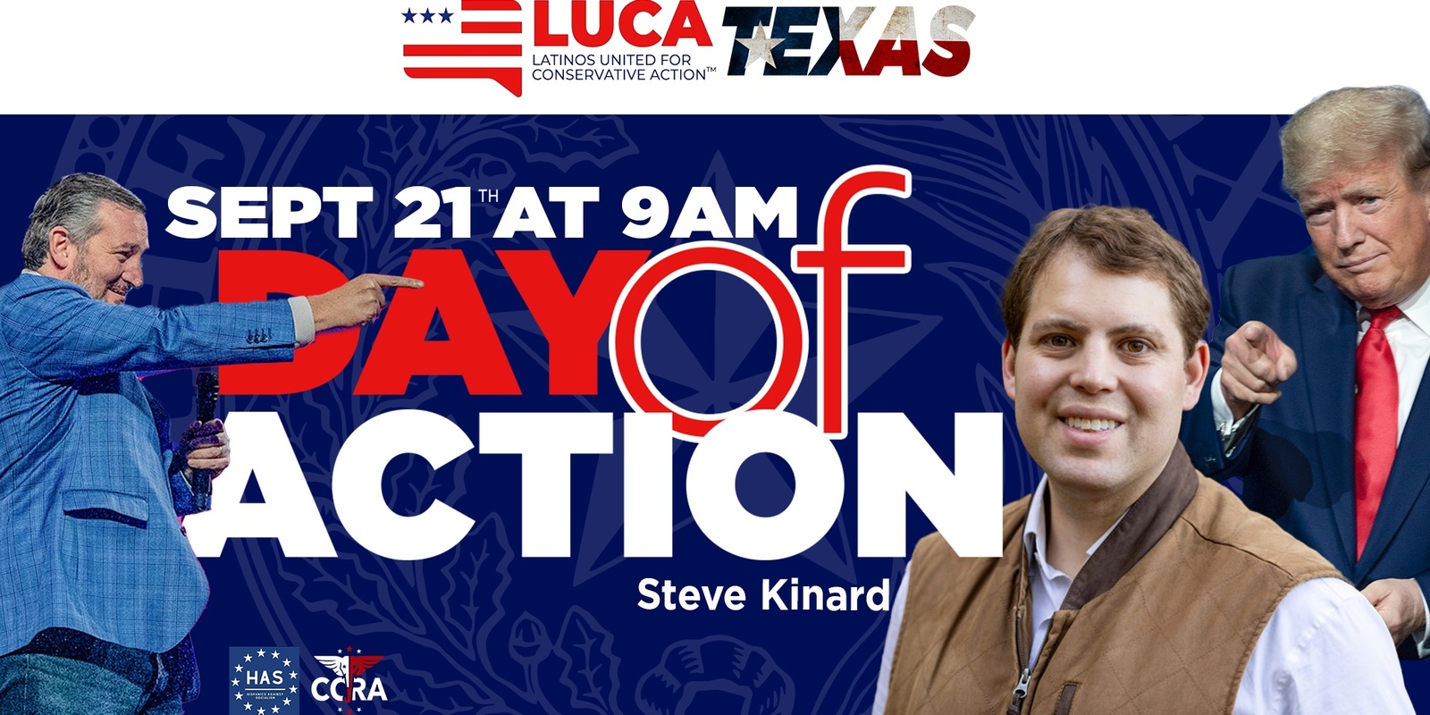 Banner image for DAY OF ACTION Trump/CRUZ/Steve Kinard