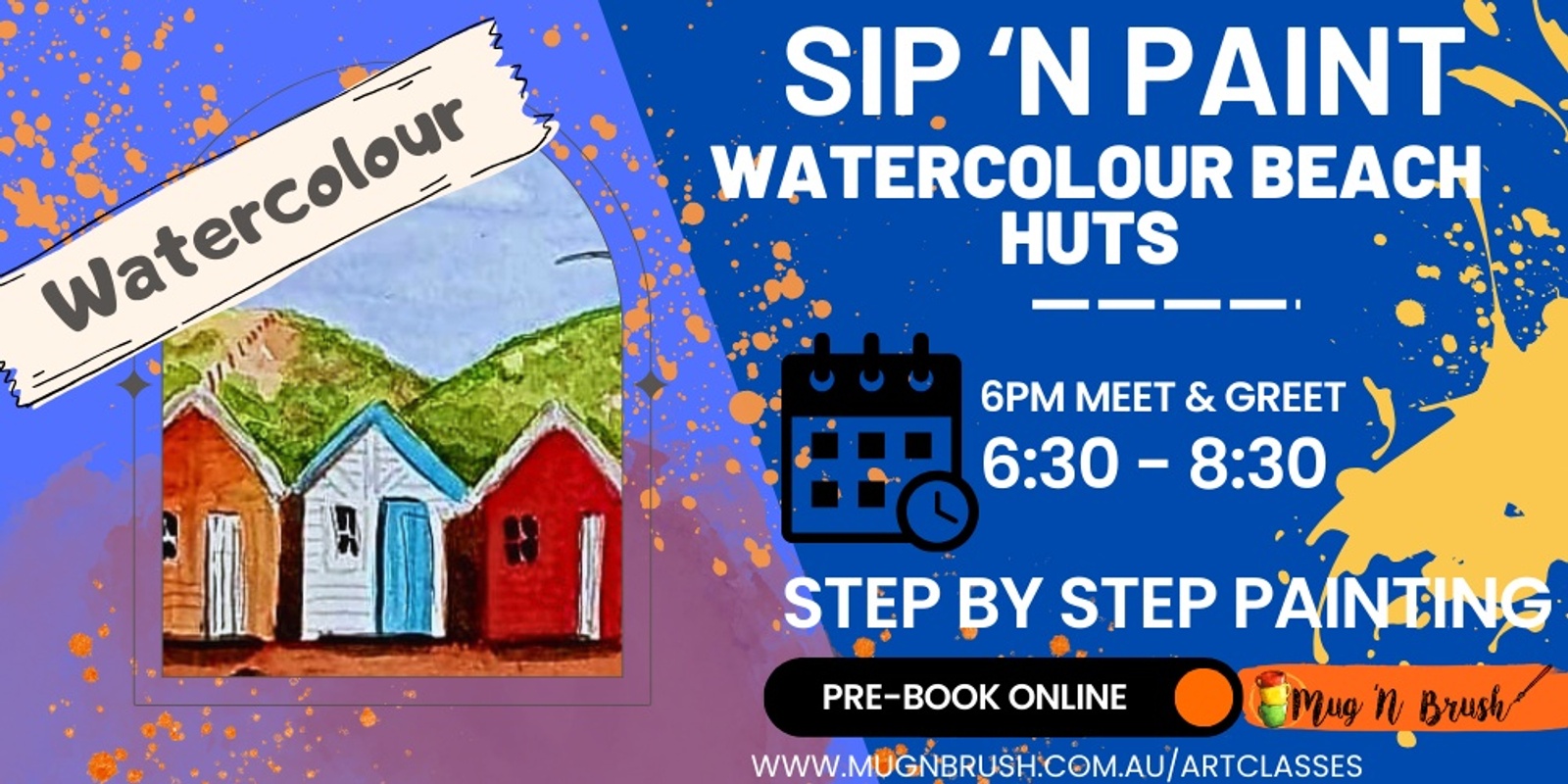 Banner image for Sip 'n Paint - Beach Huts - Early Bird Tickets released!