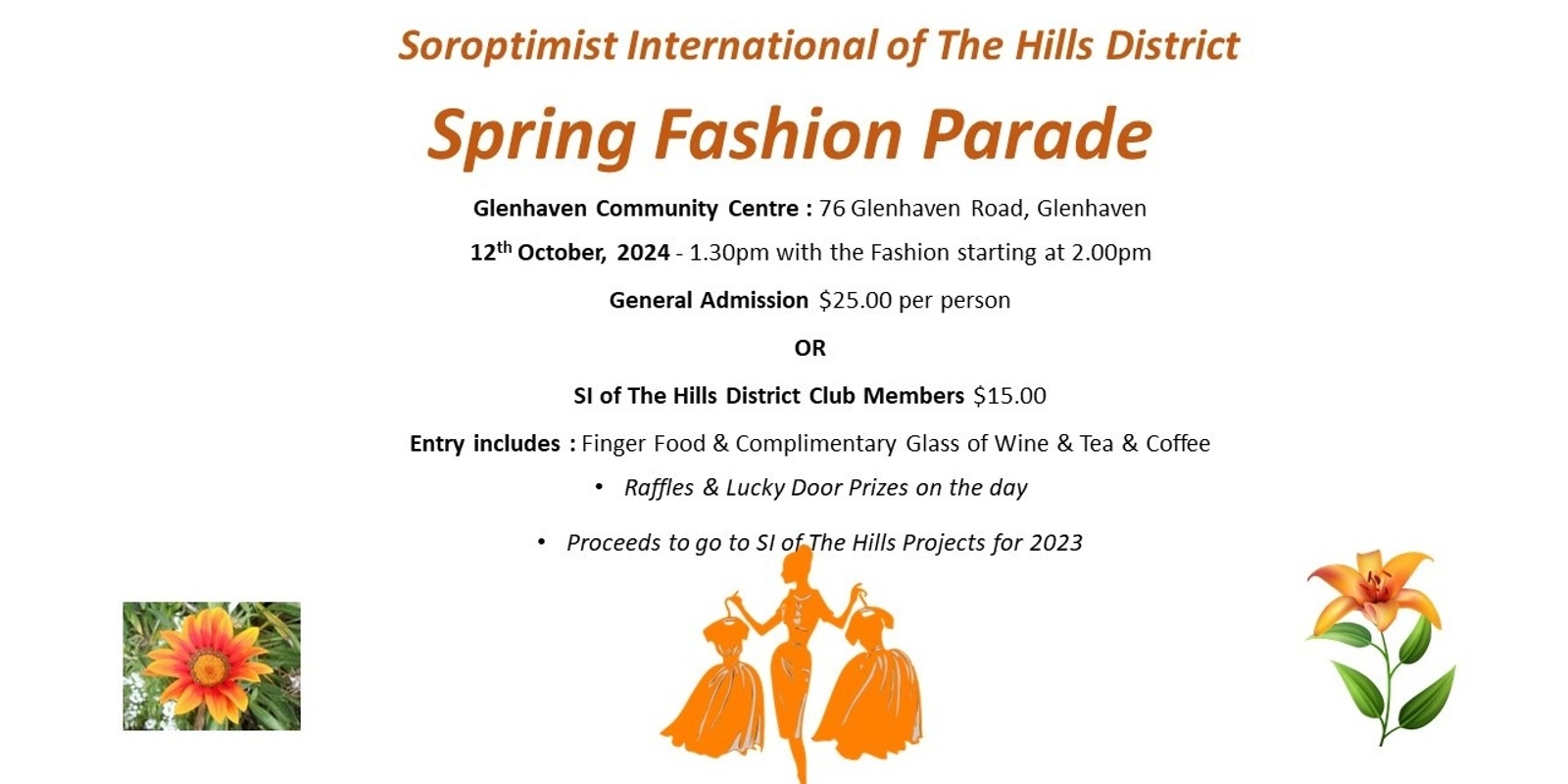 Banner image for Soroptimist International of The Hills - FASHION PARADE OCTOBER 2024