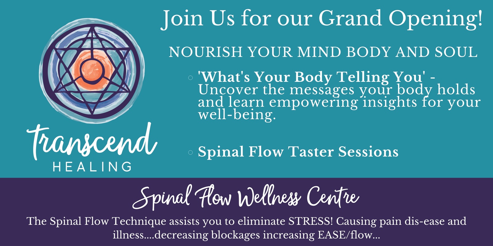 Banner image for Transcend Healing: Spinal Flow Wellness Centre - Open Day